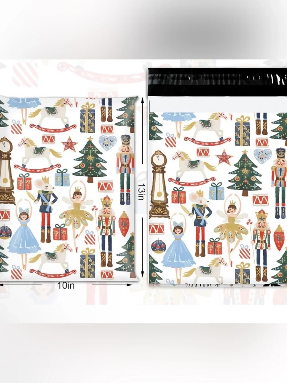 Christmas Holiday Nutcracker & Ballerina Poly Mailers 10”x13” - 15ct